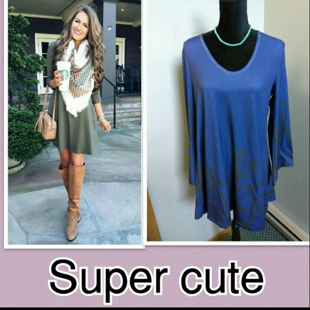 Blue & Black Floral Tunic